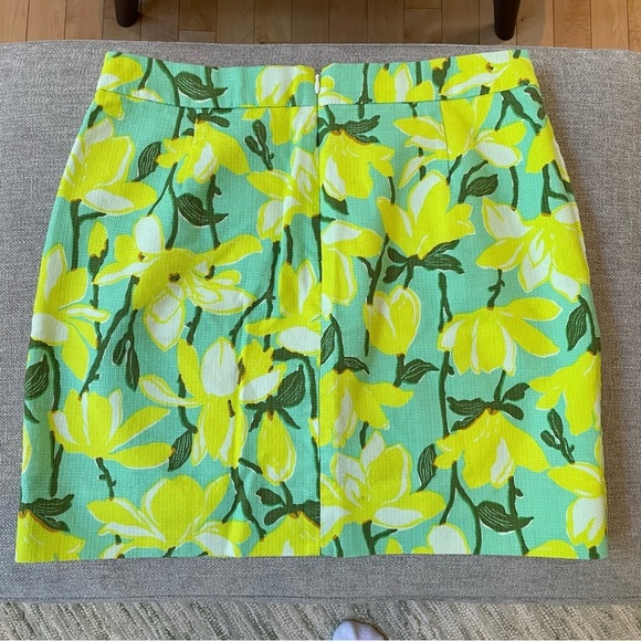 J Crew Basketweave Cotton Lined Bright Lemon Yellow Floral Mini Pockets Skirt - Picture 8 of 11